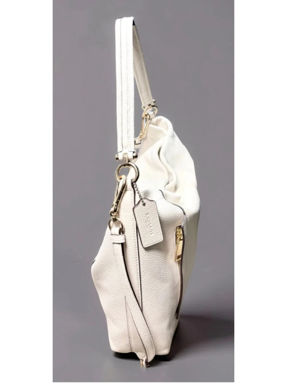 COACH Scout Hobo Bag & Wristlet Bundle Chalk White Pebbled Leather Style 34